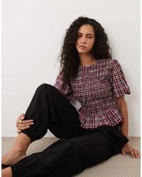 Wednesday's Girl - Puff Sleeve Shirred Top - Lyst