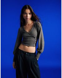 Bershka - V-Neck Button Jumper - Lyst