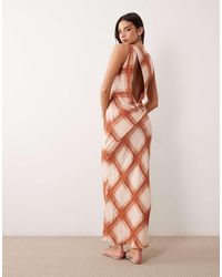 ASOS - Draped Open Back Trim Detail Linen Look Maxi Dress - Lyst