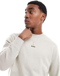 BOSS - Sudadera Con Logo Estampado En La Parte Central Del Pecho De - Neutro - Lyst