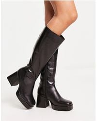 TOPSHOP - Holly Premium Leather Platform Knee High Boot - Lyst