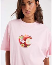 ASOS - Oversized Tee With Apple Sticker Graphic - Lyst
