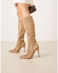 Glamorous - Pointed Toe Heeled Knee Boots - Lyst