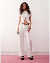 Lioness - Low Rise Wide Leg Tie Detail Jean Co-ord - Lyst