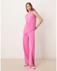 ASOS - Cupro Broek Met Wijde Pijpen - Lyst