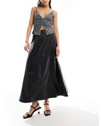 NA-KD - Faux Leather Flowy Midi Skirt - Lyst