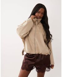 Gina Tricot High Neck Short Jacket in Gray | Lyst