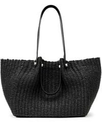 AllSaints - Allington Black Straw Tote Bag - Lyst