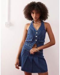 Reclaimed (vintage) - Western Denim Halter Neck Top Co-ord - Lyst
