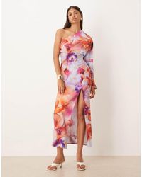 ASOS - One Shoulder Drape Midaxi Dress - Lyst