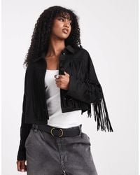 ONLY - Boho Fringe Detail Faux-suede Jacket - Lyst