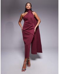 ASOS - Robe longue avec détail à l'encolure - en tissu imitation néoprène - Lyst