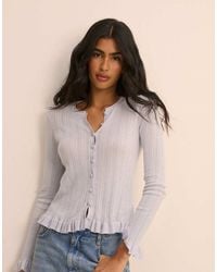 Nobody's Child - Baby Rib And Ruffle Sheer Knit Cardigan - Lyst