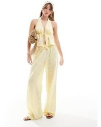 The Frolic - Exclusive Straight Leg Tie Waist Embroidered Beach Trouser Co-ord - Lyst