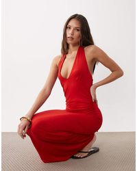 ASOS - Tie Back Halter Neck Midaxi Dress - Lyst