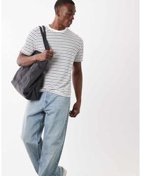 Mango - Linen Mix Relaxed Fit Striped T-shirt - Lyst