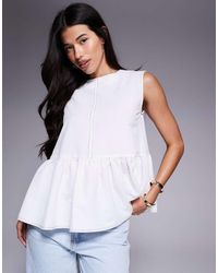 ASOS - Sleeveless Peplum Top With Contrast Stitch - Lyst