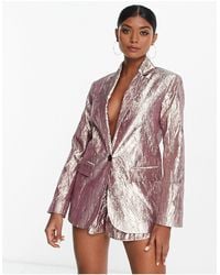ASOS - Metallic Nipped Waist Suit Blazer - Lyst