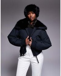 ASOS 4505 Ski & Snow - Asos 4505 Ski Cropped Bomber Jacket With Faux-fur Collar - Lyst