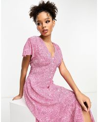 French Connection - Flutter Sleeve Button Down Midi Dress - Lyst