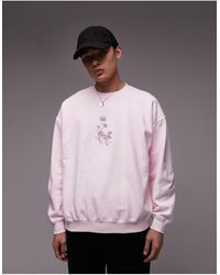 TOPMAN - Oversized Fit Sweatshirt With Daisies Embroidery - Lyst
