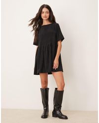 ASOS - Cord Smock Tee Mini Dress With Waist Seam Detail - Lyst