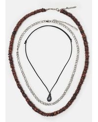 Pull&Bear - Pack Of 3 Bead And Stone Necklaces - Lyst