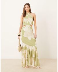 Pretty Lavish - Cut-out Frill Maxi Dress - Lyst