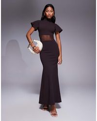 ASOS - Maxi Dress With Mesh Corset Seam Detail - Lyst