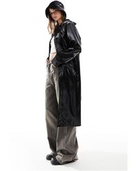 Rains - 18360 giacca impermeabile lunga nera lucida - Lyst