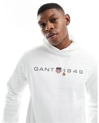 GANT - Sudadera blanco con capucha y estampado del logo - Lyst
