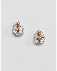 Krystal London Swarovski Crystal Rosetta Pear Stud Earrings - Pink