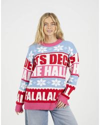 Brave Soul - Stripe Slogan Christmas Jumper - Lyst