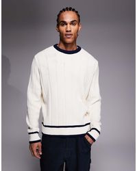 ASOS - Oversized Knitted Wide Ribbed With Tipping Jumper - Lyst