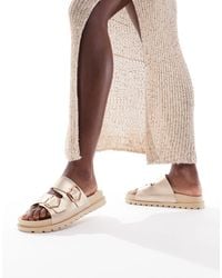 London Rebel - Double Strap Footbed Sandals - Lyst