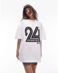 TOPSHOP - Camiseta blanca con estampado gráfico "24 sports nyc" - Lyst