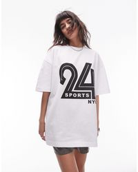 TOPSHOP - T-shirt bianca con grafica "24 sports nyc" - Lyst