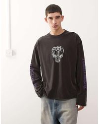 Weekday - Top Extragrande De Manga Larga Y Corte Cuadrado Con Estampado Gráfico - Lyst