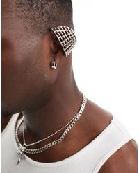 ASOS - Orecchino ear cuff argentato con design a gabbia - Lyst