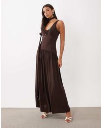 ASOS - Slinky Maxi Dress With Scarf And Trim Detail - Lyst