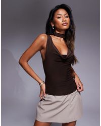 ASOS - Slinky Cowl Scarf Neck Top - Lyst