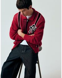 No Problemo - 100% Cotton Crochet Sports Zip Through Jumper With Contrast Panels - Lyst