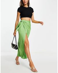 ASOS Satin Sarong Wrap Maxi Skirt - Green