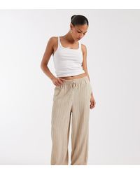 Only Petite - Wide Leg Crinkle Textured Trousers - Lyst