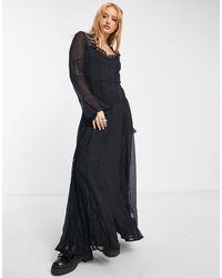 Reclaimed (vintage) - Button Front Maxi Tea Dress With Lace - Lyst