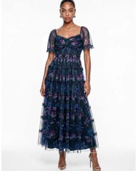 ANAYA - Floral Print Square Neck Ruffle Midaxi Dress - Lyst