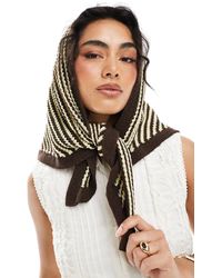ASOS - Foulard en maille crochetée - rayures beurre et marron - Lyst