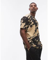 TOPMAN - Oversized Fit Blurred Floral Printed Plisse T-shirt - Lyst