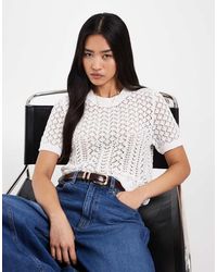 ONLY - Short Sleeve Crochet Top - Lyst