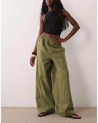 ASOS - Shirred Waist Linen Blend Pull On Trousers - Lyst
